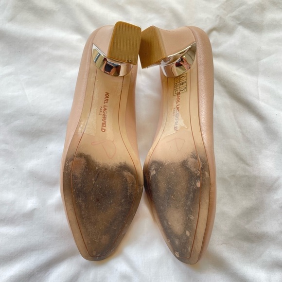 NEW Karl Lagerfeld Andrea Leather Block Heel Pump in Light Brown Size 7.5 - Picture 8 of 9